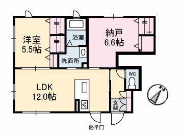 キュプリーノス(1SLDK/1階)の間取り写真