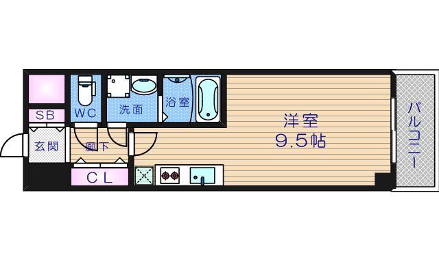 エスリード難波ステーションプラザ(ワンルーム/8階)の間取り写真