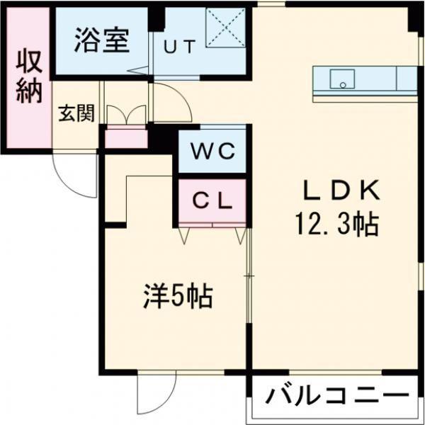 クレール五番館(1LDK/3階)の間取り写真