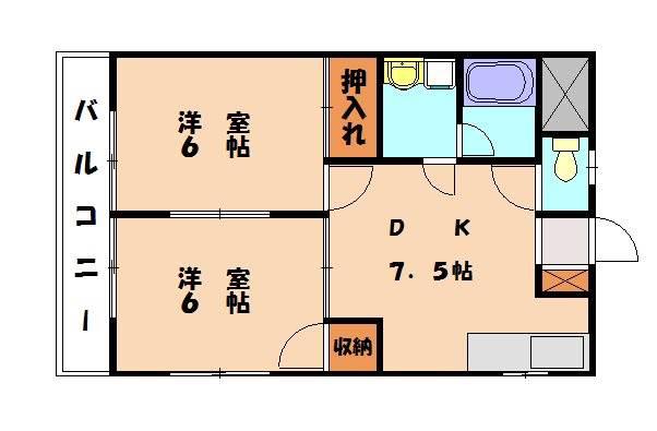 日野ハイツ(2DK/3階)の間取り写真