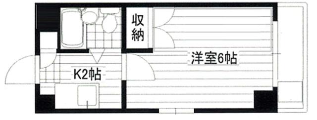 ツインハイツB(1K/1階)の間取り写真
