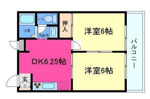 清水ハイツ(2DK/1階)の間取り写真