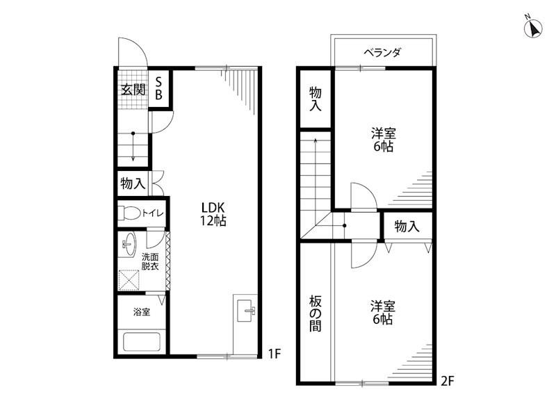 グランディールII(2LDK/1階)の間取り写真