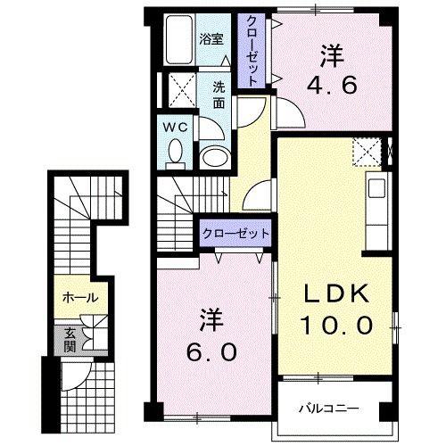 セント ステラ ガーデン B(2LDK/2階)の間取り写真