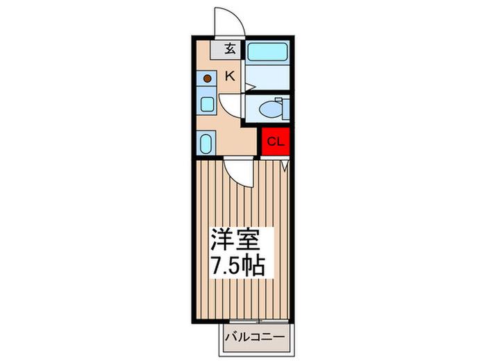 エスポワール(1K/1階)の間取り写真