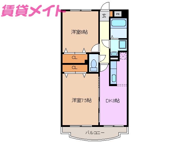 エステーラ(2DK/3階)の間取り写真