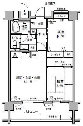 ネオフラッツ平川(2LDK/3階)の間取り写真