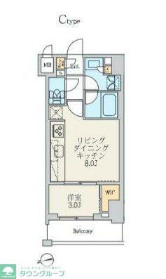 クレストコート北千住レジデンス(1LDK/3階)の間取り写真
