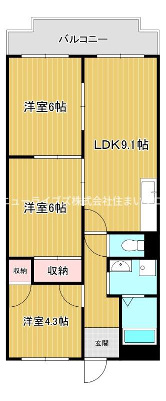 プラムシティレジデンスネヤガワPLUMCITYRESIDENCENEY(3LDK/4階)の間取り写真