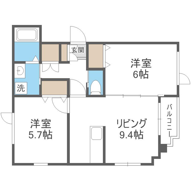ユーマ25(2LDK/2階)の間取り写真