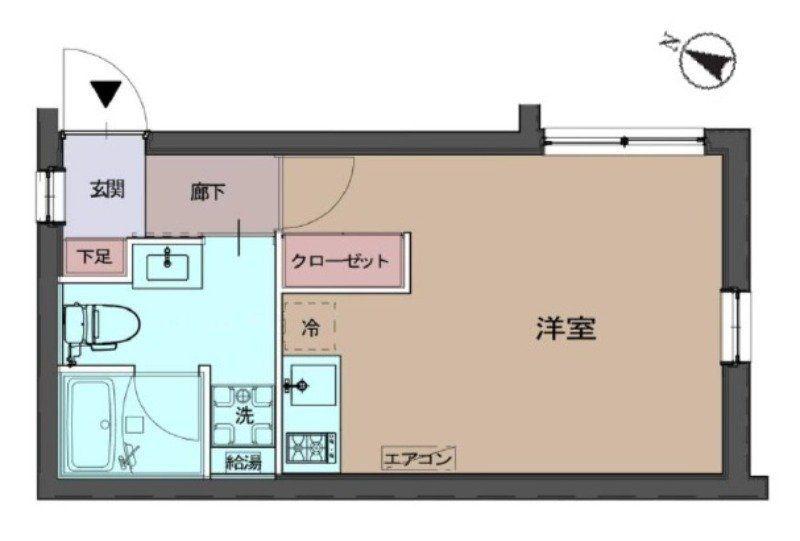 CREAL渋谷笹塚(ワンルーム/1階)の間取り写真