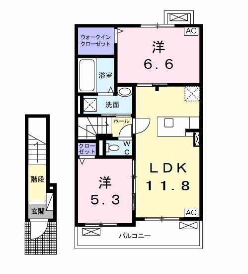 ルタンA(2LDK/2階)の間取り写真