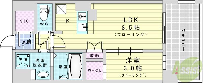 アーバンパーク御幣島(1LDK/5階)の間取り写真