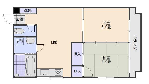 紫原ファイブビル(2DK/3階)の間取り写真