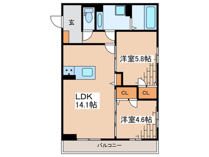 グラン・クレール(2LDK/1階)の間取り写真