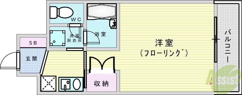 パレエスポワール三国(1K/4階)の間取り写真