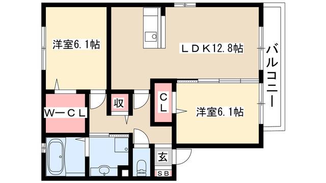 ビューコート(2LDK/2階)の間取り写真