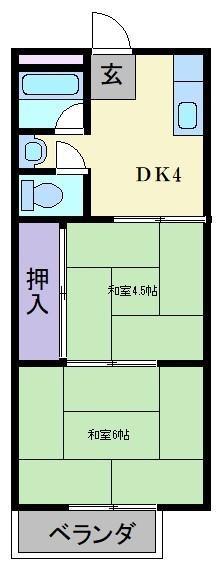 ハイツ高倉台(2K/1階)の間取り写真