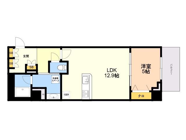 KYOKUYOUモダンベース天神(1LDK/3階)の間取り写真