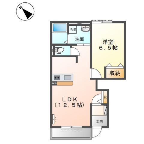 アムール(1LDK/1階)の間取り写真