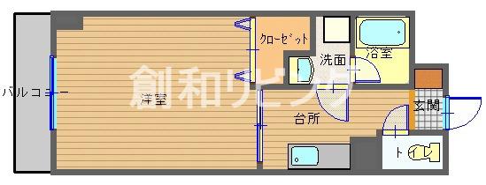 ブランドール大井手(1K/2階)の間取り写真