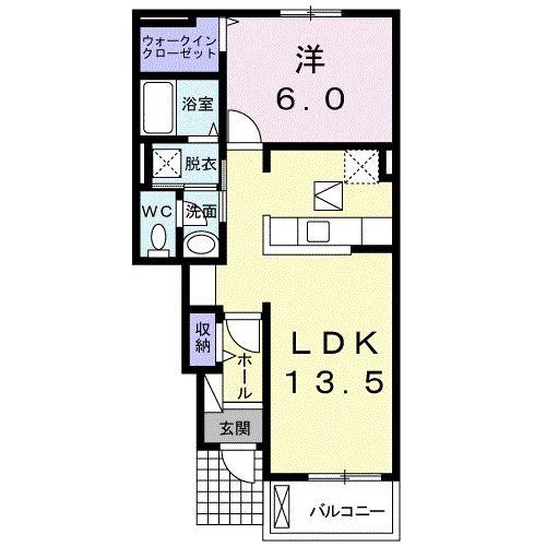 ラヴィアンローズC(1LDK/1階)の間取り写真