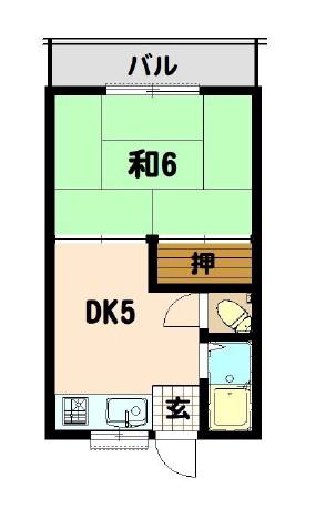 マンションK(1DK/3階)の間取り写真