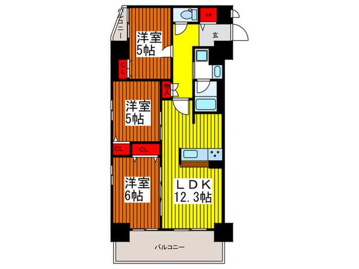 コンフォリア川口本町(3LDK/2階)の間取り写真