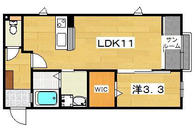 ROSE COURT(1LDK/1階)の間取り写真