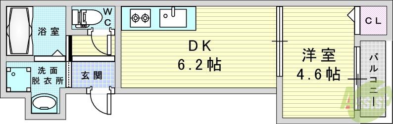 アクロス大和田アパートメント4(1DK/3階)の間取り写真