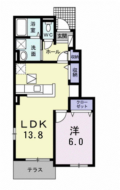 サンライズ (1LDK/1階)の間取り写真