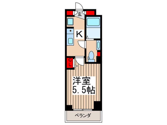 グランカーサ市川国府台(1K/12階)の間取り写真