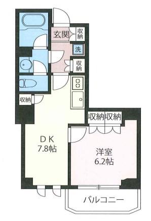 エスティメゾン北新宿(1DK/3階)の間取り写真