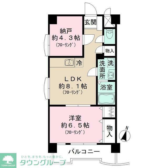 柿の木坂スカイパレス(1SLDK/6階)の間取り写真