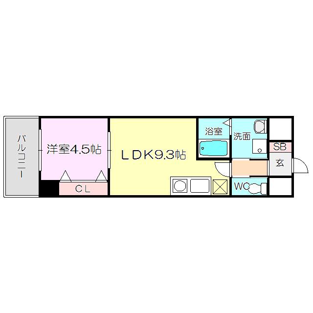 セノアタワー新大阪(1LDK/3階)の間取り写真
