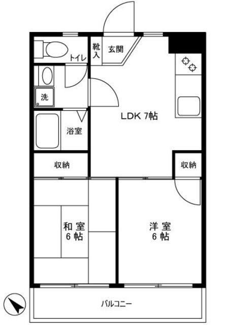 荒川マンション(2LDK/2階)の間取り写真