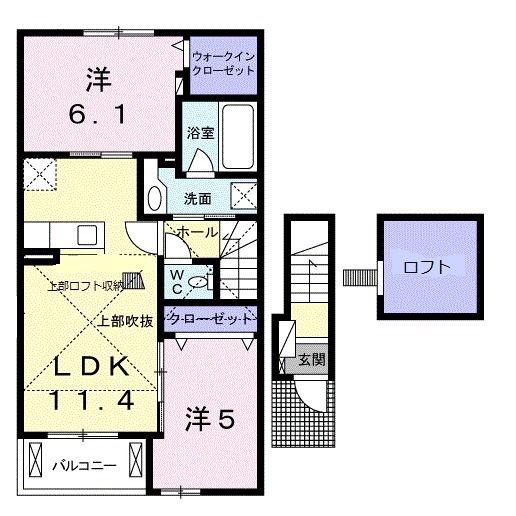ミロワール(2LDK/2階)の間取り写真