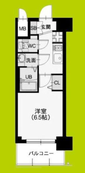 スプランディッドVII(1K/2階)の間取り写真