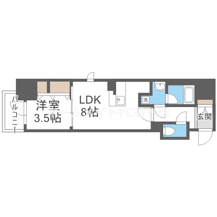 レジュールアッシュ谷町四丁目グランクラス(1LDK/10階)の間取り写真