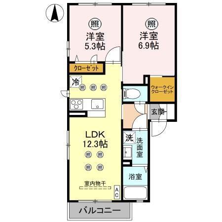 ルポゼA 2LDK(2LDK/1階)の間取り写真
