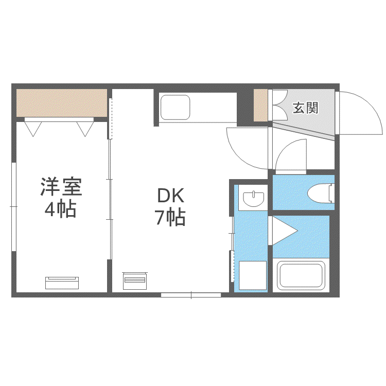 アールズ・コート平岸II(1DK/3階)の間取り写真