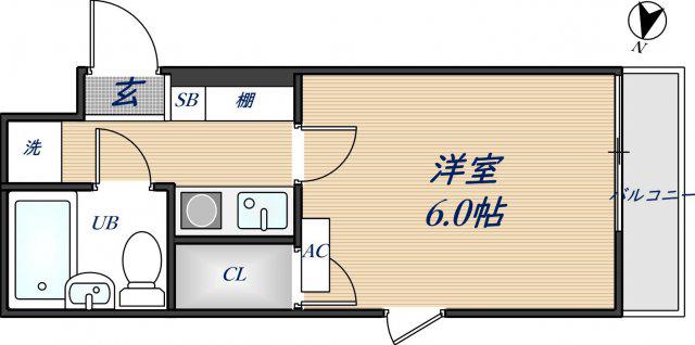 RX箕輪マンション(1K/3階)の間取り写真