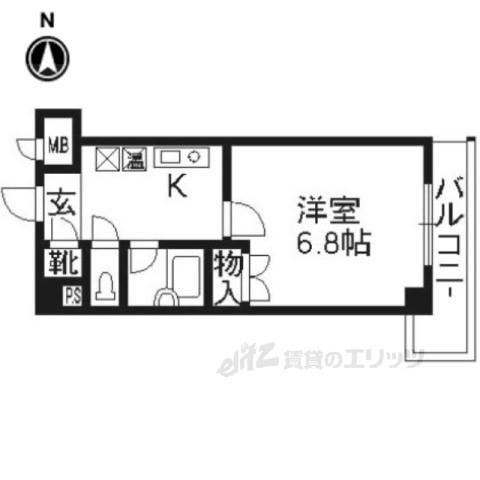 パインフィールド壬生(1K/7階)の間取り写真