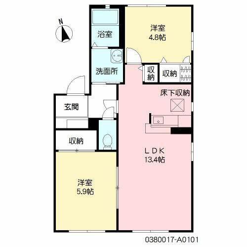 クレストタウンA(2LDK/1階)の間取り写真