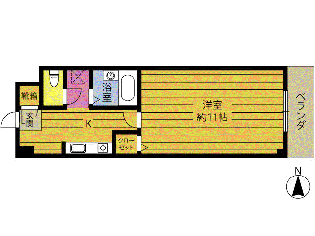 エンゼルハイツ楼苑(1K/4階)の間取り写真