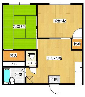 メゾンドアキ(2DK/1階)の間取り写真