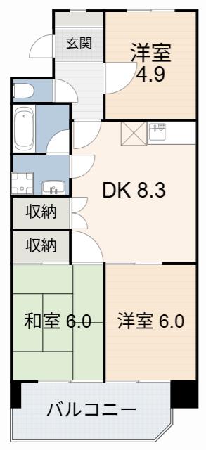 メゾン島田(3LDK/1階)の間取り写真