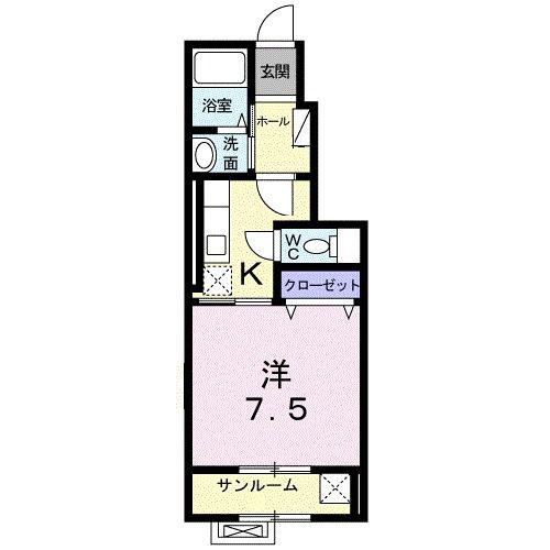 サリチェ八丁道(1K/1階)の間取り写真