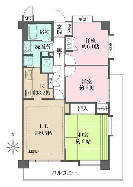 井草ローヤルコーポ(3LDK/3階)の間取り写真