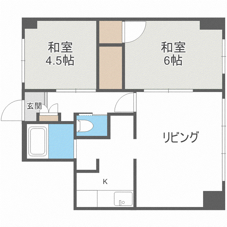 朝日レジデンス(2LDK/5階)の間取り写真